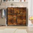 thumbnail image 3 of 12 Drawer Dresser, 12 Drawer Fabric Dresser,Fabric Storage Organizer with Side Pockets & Hooks,Sturdy Steel Frame & Wood Top Chest of Drawers for Bedroom, 3 of 12