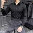 thumbnail image 4 of Camisas y blusas para hombre Tops formales para hombre Ropa sencilla Rojo Manga larga Negocios Músculo Estética Slim Fit Estilo coreano Cool S, 4 of 5