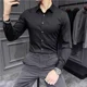 thumbnail image 4 of Camisas y blusas para hombre Tops formales para hombre Ropa sencilla Rojo Manga larga Negocios Músculo Estética Slim Fit Estilo coreano Cool S, 4 of 5