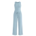 thumbnail image 4 of NMMUED Womens Loungewear Set 2 Piece Pajama Sets Summer Sleeveless Crop Tank Tops Wide Leg Pants Lounge Outfits Athleisure Sets Women Light Blue XXL, 4 of 4