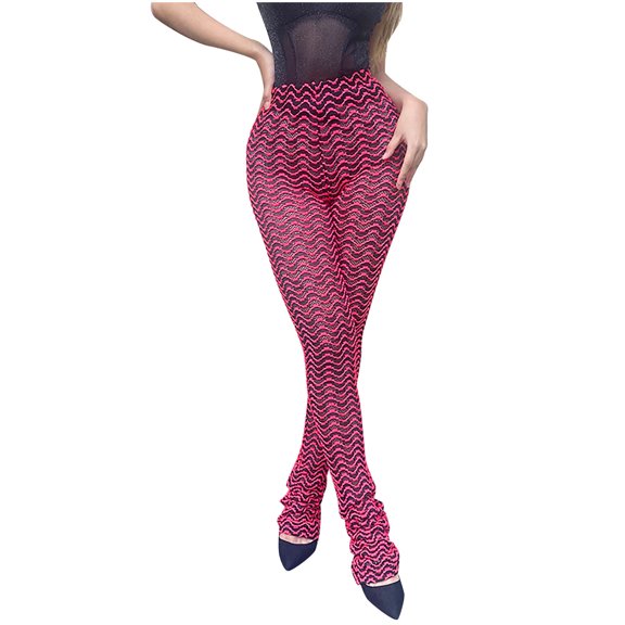 Olyvenn Women's High-waisted Color Contrast Ripple Hip Lift Pile Pants Comfortable Casual Spice Slim-fit Pants Workout Tight Full Length Pants for Women Trendy 2023 Pink 4