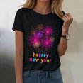 thumbnail image 2 of larppty Happy New Year Day Eve Party Fireworks Costume Fun Short Sleeve T-Shirt for Women (Black, M), 2 of 9