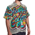 thumbnail image 2 of Easter Font Men's Short Sleeve Poplin Shirt, Button Down Casual Summer Beach Printed Unisex Shirt, 2 of 6