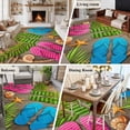 thumbnail image 6 of Summer Slippers Washable Living Room Rugs 5'x7', Pink Green Blue Shoes Shell Palm Leaf Wooden Stripes Low Pile Throw Large Area Rugs Non-Slip Sturdy Edge Binding Carpet for Dining Room Bedside, 6 of 9