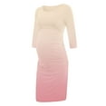 thumbnail image 2 of Fesfesfes Maternity Everyday Dress Long Sleeve Round Neck Solid Color Comfortable Pregnancy Dress for Women Office or Casual Wear(Pink,S), 2 of 4