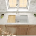 thumbnail image 4 of 33 in. L x 19 in. W Rectangular Undermount Single Bowl Fireclay Workstation Kitchen Sink with Cutting Board, Bottom Grid, 4 of 18