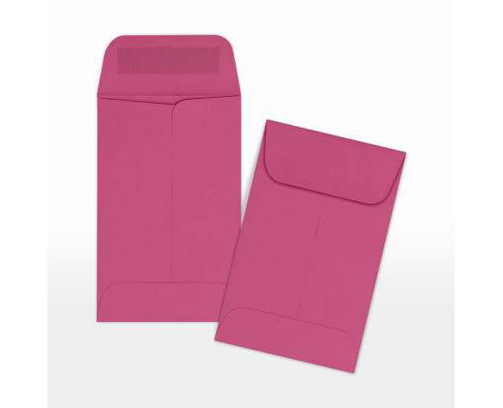 LUXPaper #1 Coin Envelopes w/ Moistenable Glue, Magenta Pink, 2 1/4in x 3 1/2in, 80lb, 50/Pack