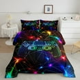 thumbnail image 2 of Castle Fairy Video Game 2pcs Bedding Comforter Set,Neon Lights Twin Comforter Sets,Geometric Stripes Breathable Bedding Set,Ultra Soft Gamepads Home Decor,Reversible, 2 of 8