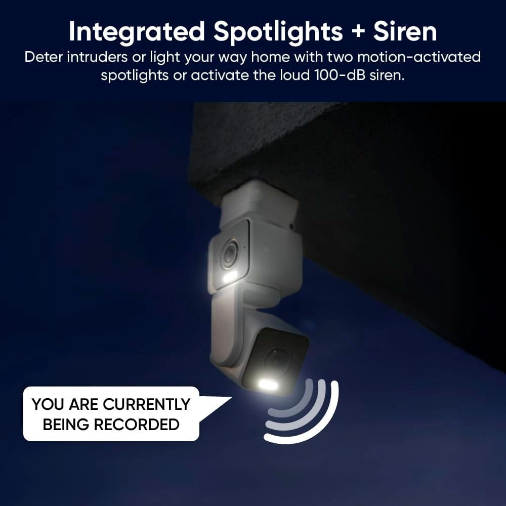 Wyze Duo Cam Pan Indoor/Outdoor Smart Security Camera 2K IP65 360° Pan/Tilt with Color Night Vision and Spotlight