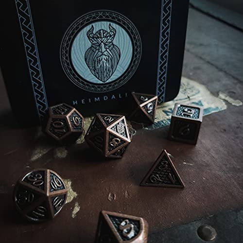 HEIMDALLR Juego de dados DND de metal 7 piezas - Diseño de pellejo de dragón, tamaño de 16 HEIMDALLR HEIMDALLR