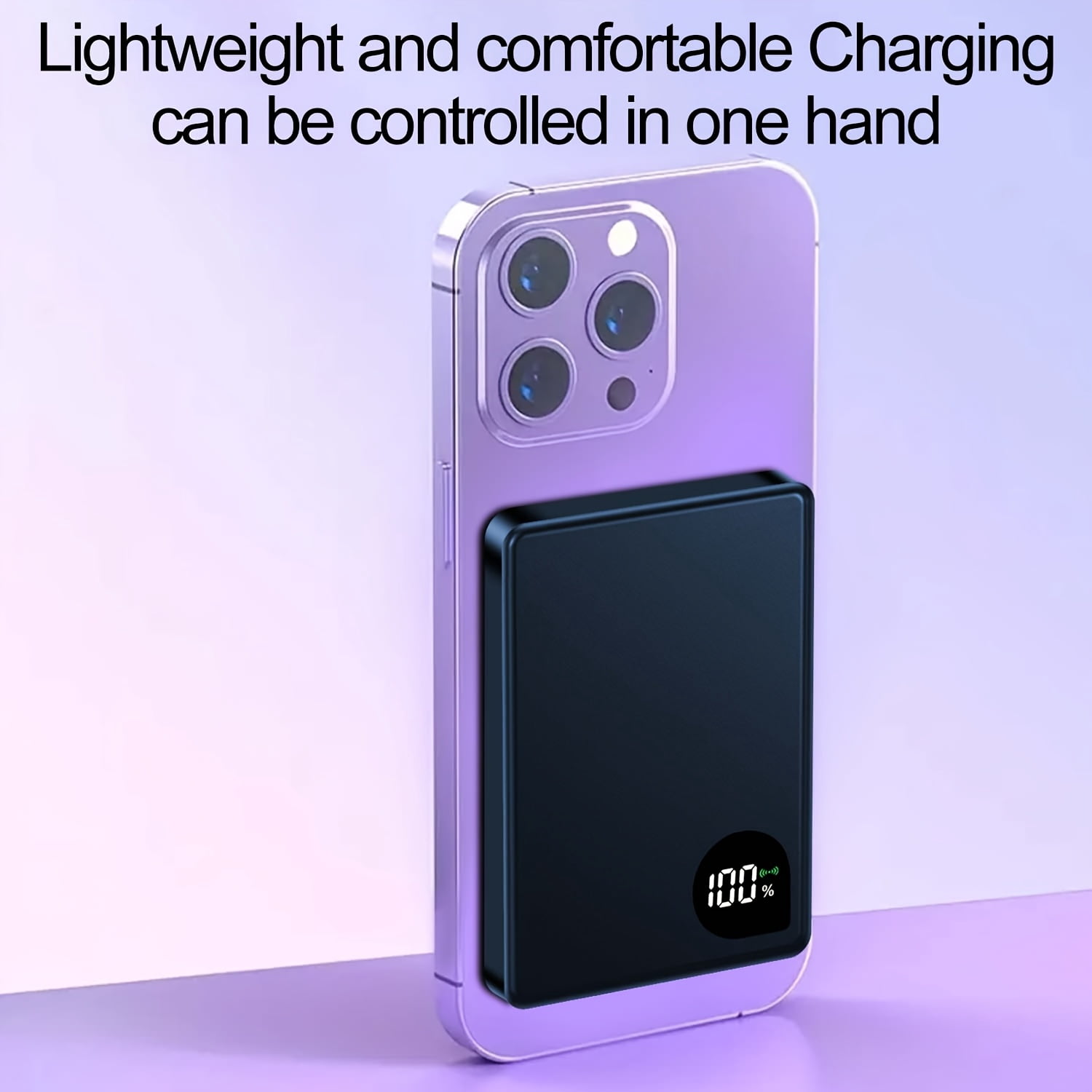 Magnetic Slim Portable Charger, 5000mAh Wireless Power Bank Battery Pack with LED Display And Comfortable Grip Only for iPhone 17/16 Pro/16 Pro Max/15/14/13/12 Series