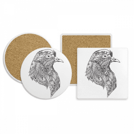 

Bird Paint Black Fierce Coaster Cup Mug Holder Absorbent Stone Cork Base Set