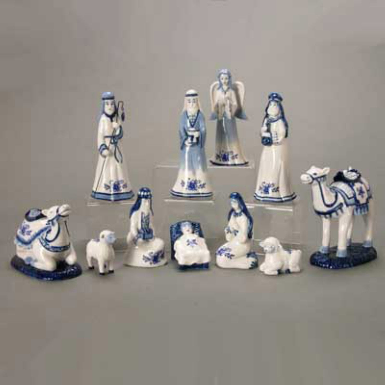 Kurt Adler Porcelain Delft Blue Nativity Set 11Piece Set