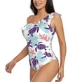 thumbnail image 3 of Picia Ornamental Turtles Pattern Women's One Piece Swimsuits,One Shoulder Swimwear Asymmetric ,Ruffle Monokinis Bathing Suits,High Waisted Flattering Bathing Suits-X-Large, 3 of 8