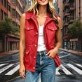 thumbnail image 2 of BVnarty Women's Sleeveless Utility Vest Lapel Collar Waist Drawstring Multi Pockets for Fall Winter Daily Casual Wear Red L, 2 of 8