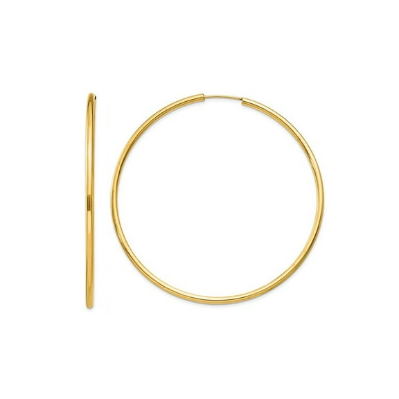Primal Gold 14 Karat Yellow Gold Polished Round Endless 2mm Hoop Earrings