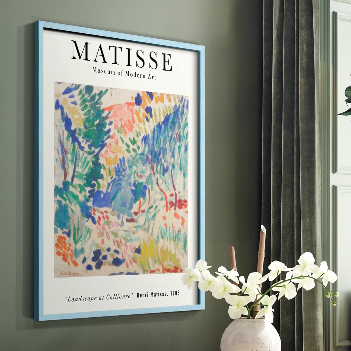 Matisse CLXXVI Framed Print in Blue Solid Wood 16 x 20 Framed Print