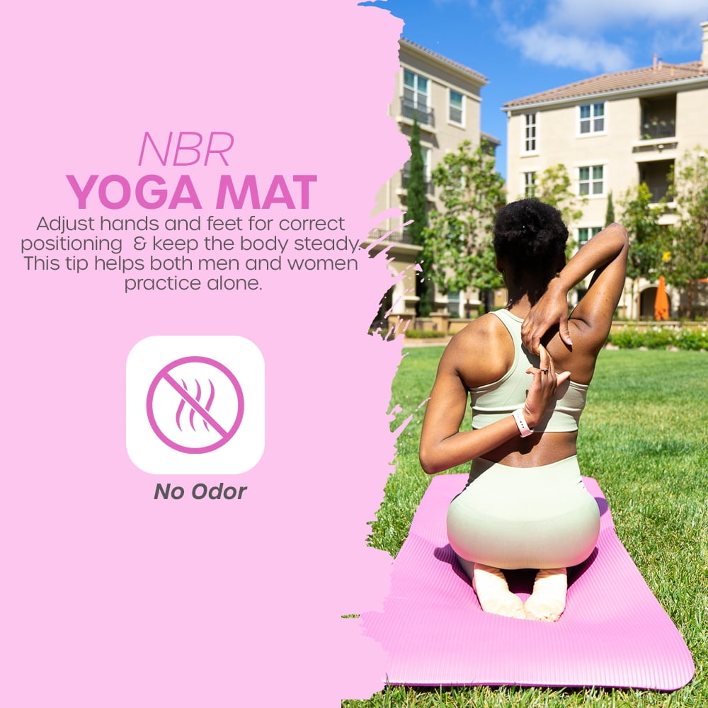 Yoga Mat 10 mm Thickness with Carry Strap | Lightweight and Non slip Yoga Mat For Pilates, Yoga | Free eBook For Mat Workouts