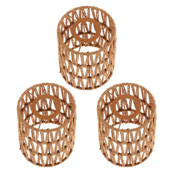 Pantalla de lámpara colgante tejida, protector de bombilla de pantalla, para lámpara de pie, cubierta de luz colgante para cocina, restaurante al aire 3 piezas