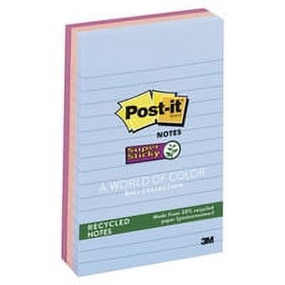 UPC: 0051131973527 | Post-it Recycled Notes in Bali Colors Lined 4 x 6 90-Sheet 3/Pack 6603SSNRP