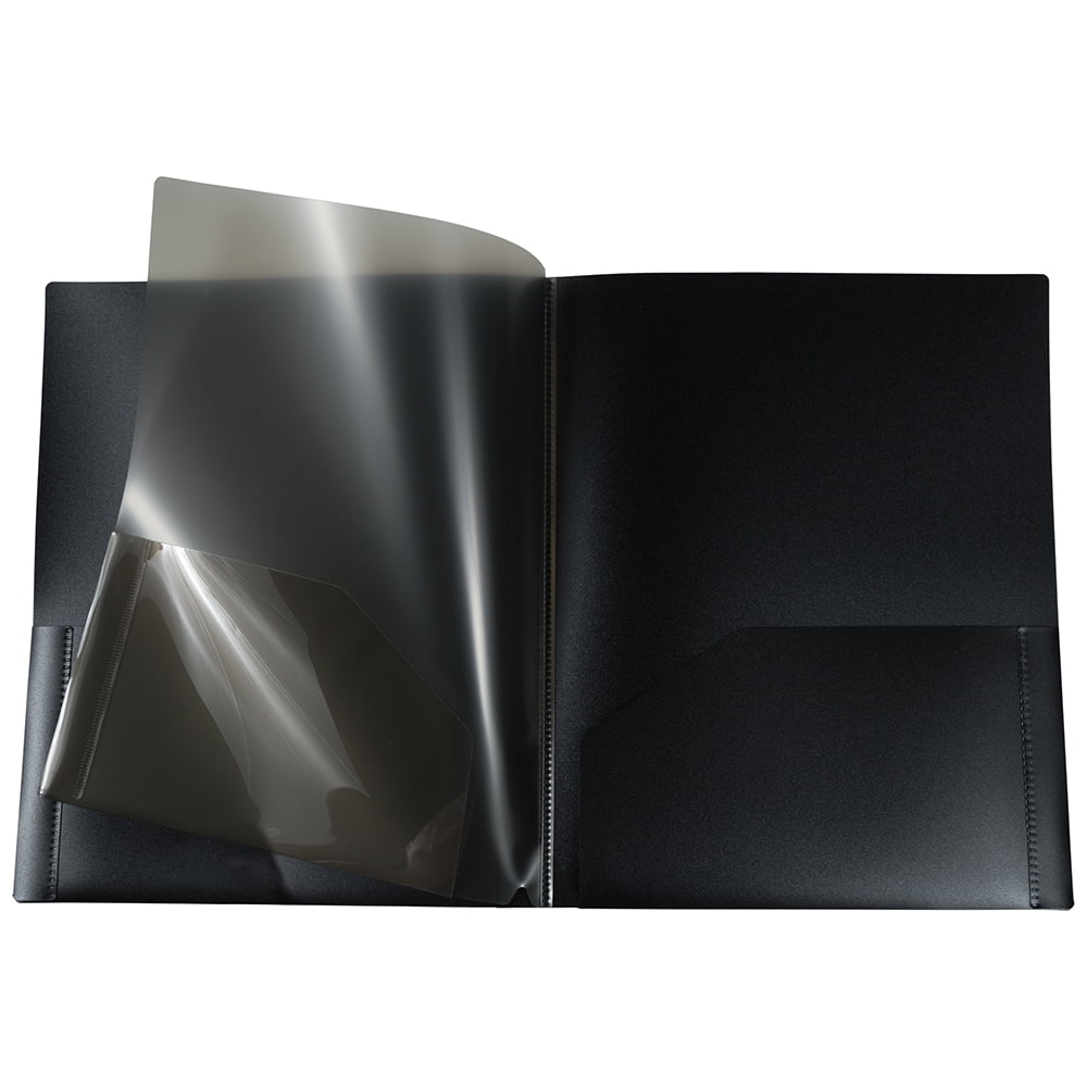 JAM Paper Heavy Duty Plastic Multi Pocket Folders, 4 Pocket Organizer, Black, Bulk 72/Pack