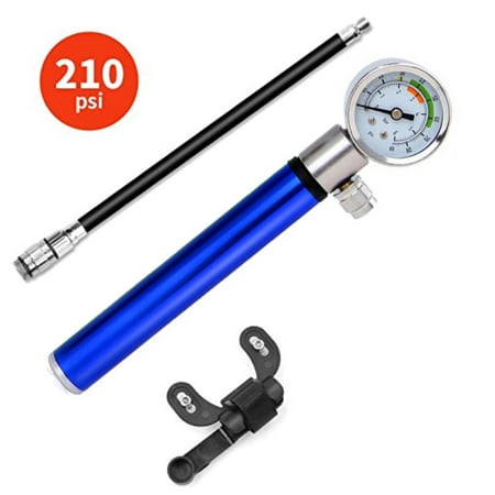 AngelCity Outdoor Portable Bicycle Pump With Gauge,Handheld Mini High Pressure Bike Air Pump For Mountain Bicycle Tire Basketball Rugby Football (Best Tire Pressure For Mountain Biking)