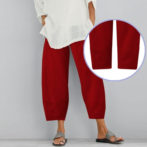 WILLBEST Pantalones Casuales para Mujer, de Uso Diario, de Color Sólido, con Cintura Elástica, Largos y Bolsillos Laterales para Un Estilo y Comodidad Sin Esfuerzo. Grande