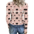 thumbnail image 4 of Halloween Shirts for Women Rib Knit Tops Stretch Crew Neck Ribbed Long Sleeve T Shirts Cute Pumpkin Baw Print Jumper Tops, 4 of 5