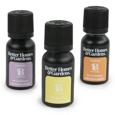 Better Homes & Gardens 100% Pure Essential Oils : Lavender, Lemon, & Tangerine, 3 Pack x 15mL