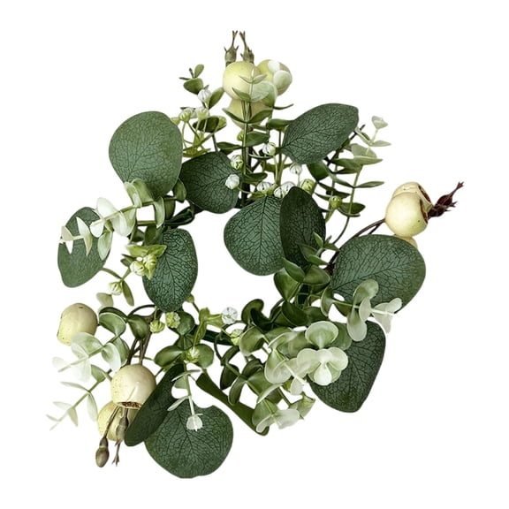 Cosmug Artificial Eucalyptus Wreath Candle Ring Small Wreath Mini Greenery Wreath Farmhouse Rustic Table Centerpiece Wall Hanging Window Decor Indoor Outdoor Spring Summer Home Decoration