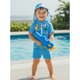thumbnail image 6 of BemeyourBBs BemeyourBBs Toddlers Baby Boys 3 Piece Swimsuit Infant Boy Bathing Suit Swim Shirt Trunk Shorts Set and Sun Hat Short Sleeve Swimwear Sunsuit UPF 50+ Rash Guard, 6 of 9