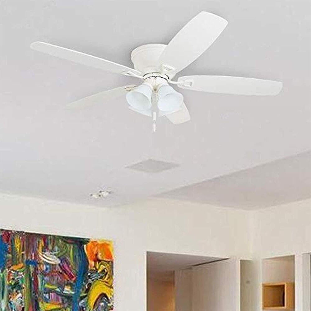 Honeywell Glen Alden 52" White Indoor Ceiling Fan with Light, 5 Blades, Pull Chains & Reverse Airflow
