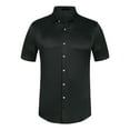 thumbnail image 5 of INSPIRE CHIC Satin Shirts for Men's Button Down Collared Short Sleeve Business Shirts Black S, 5 of 6