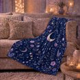 thumbnail image 6 of Purple Flowers Crescent Moon and Celestial Botanicals, Mystical Floral Night Pattern for Dreamers, Birthday Gift, Cozy Flannel Blanket for Bedroom, Starry Home Decor, 6 of 9