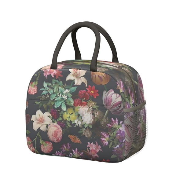 Womens Pioneer Flower Floral Print Pattern Lunch Box for Work,Insulated Lunch Bag for Women,Loncheras Para Mujer,Leakproof Adult Lunch Bag for Work,Beach,Travel,Picnic,Camping