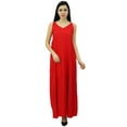 thumbnail image 1 of Bimba Robe Maxi Unie à Bretelles Spaghetti pour Femme pour l'Été, Tenue de Plage, Robe d'Été, 1 of 9