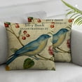 thumbnail image 3 of nygtbtfer Set of 2 Linen Throw Pillow Cover  Spring Vintage Watercolor Birds Flowers Green Plants Home Decor Pillowcase Square Cushion Cover for Sofa Bed Couch White, 3 of 7