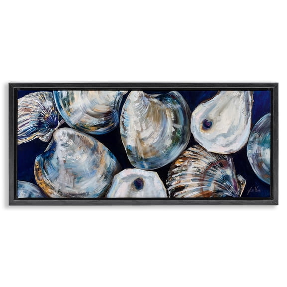 Stupell Industries Eclectic Various Sea Clams Black Floating Frame Canvas Art, 25 x 11, by Jeanette Vertentes