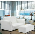 thumbnail image 3 of Infans White Kids Sofa Armrest Chair Couch Lounge Children Birthday Gift w/ Ottoman, 3 of 7