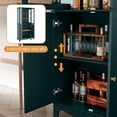 thumbnail image 5 of HLR 72 Freestanding Kitchen Pantry Storage Sideboard with Adjustable Shelves, Glass Display Cabinet, Dark Teal, 5 of 7
