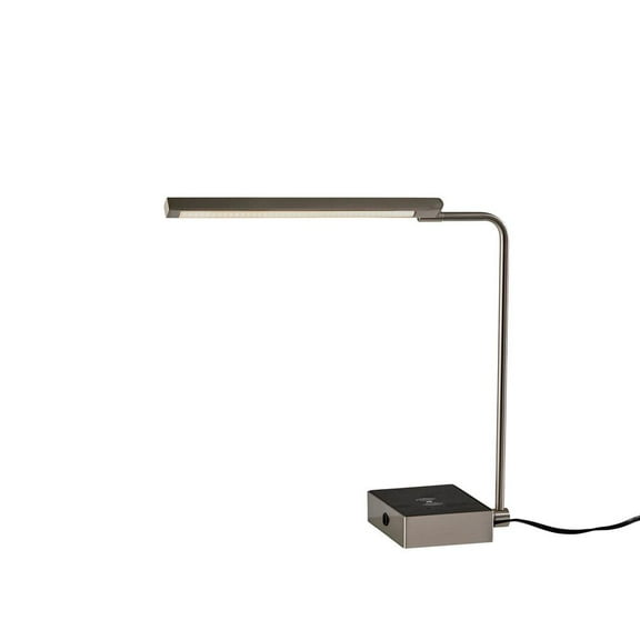 Adesso® Sawyer AdessoCharge LED Adjustable Desk Lamp, 24-1/2"H, Black/Brushed Steel