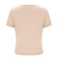thumbnail image 4 of jtjvou Womens Crop Cleavage Tops Y2k Short Sleeve Shirts Summer Going Out Outfits Deep V Neck Basic Tees Streetwear Beige L, 4 of 7