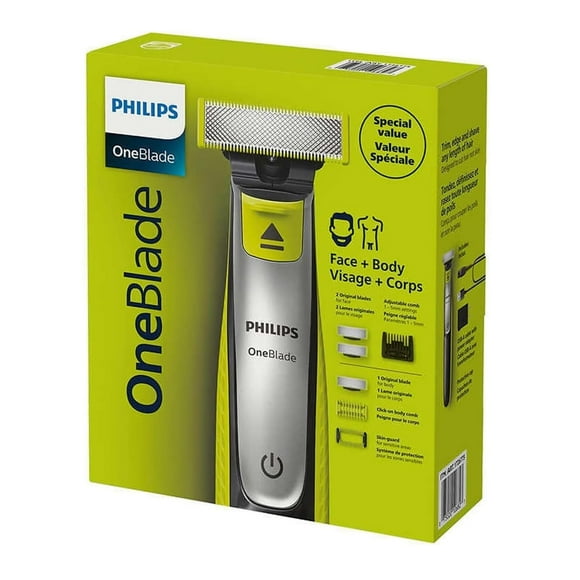 Philips Shaver OneBlade Face+Body, Trims, Edges, and Shaves Any Length, Bonus Blade Included, QP2834/60