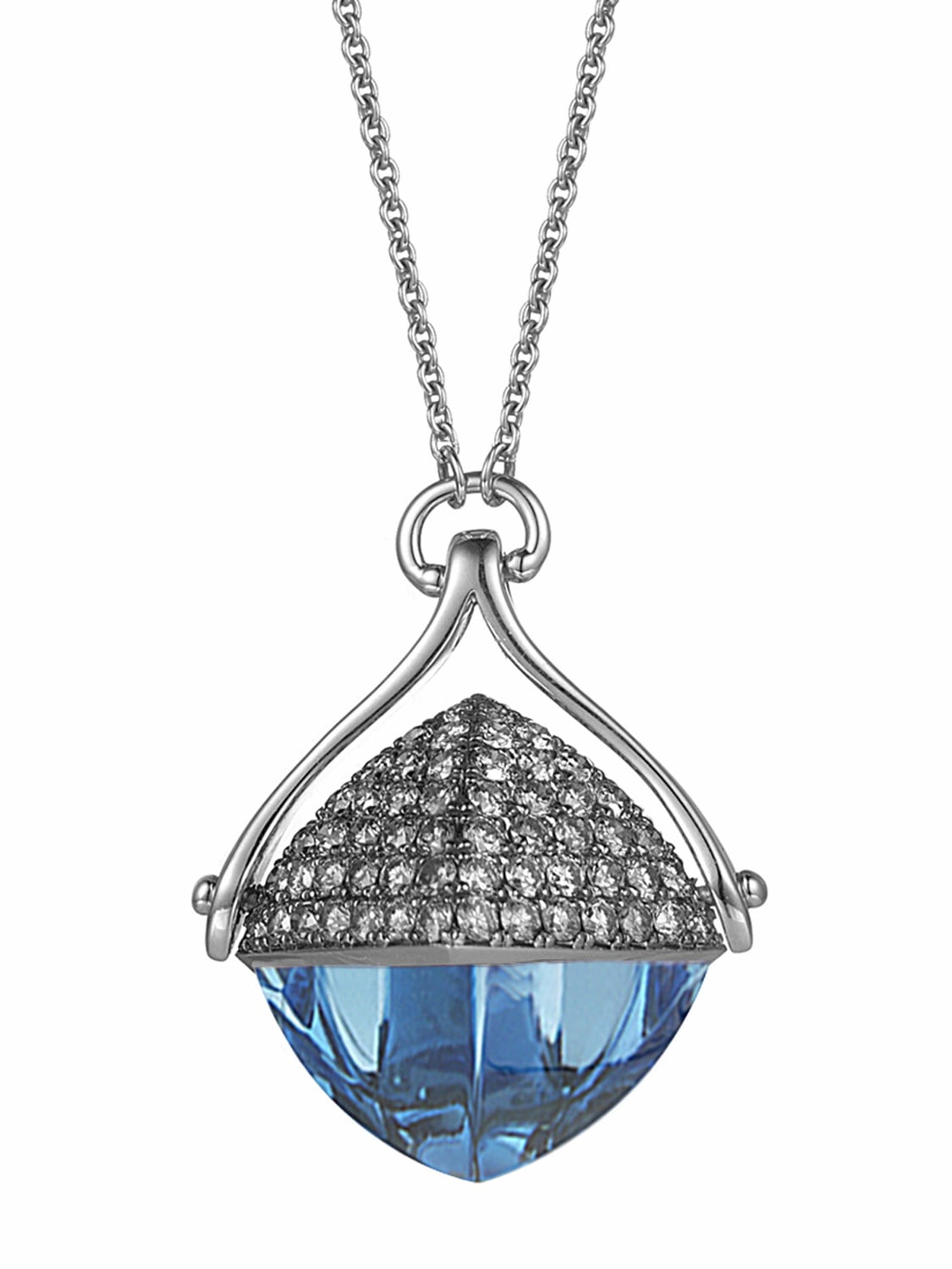 Blue Topaz and Diamond 28-inch Necklace by Ax Jewelry