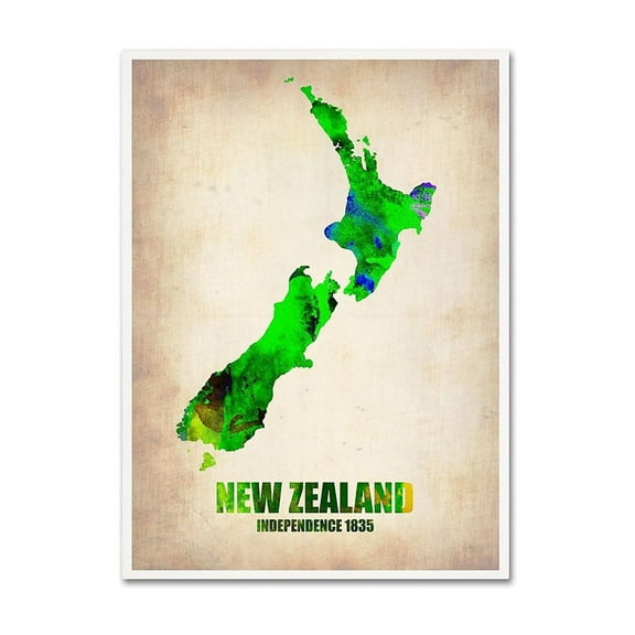 Trademark Fine Art "New Zealand Watercolor Map" Canvas Art by Naxart