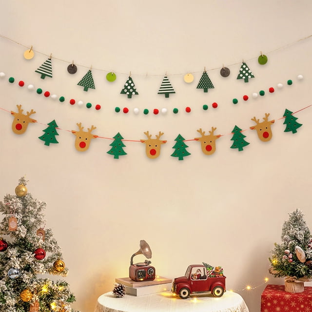 RKSTN Textile Pull Flags Christmas Decorations Christmas Decorations Flags Flowers Hanging Ornaments Scene Layout Lights Window Surrounding Feeling Hanging Flags Christmas Tree Small Pendants