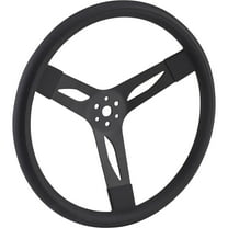 Speedway Motors Performance 15 Inch Black 3-Spoke Steel Steering Wheel, 2.75" Dish, Cushioned Grip, 3-Bolt Fit, Powder-Coated in 4 Colors, No Horn Button Included, Sold Individually