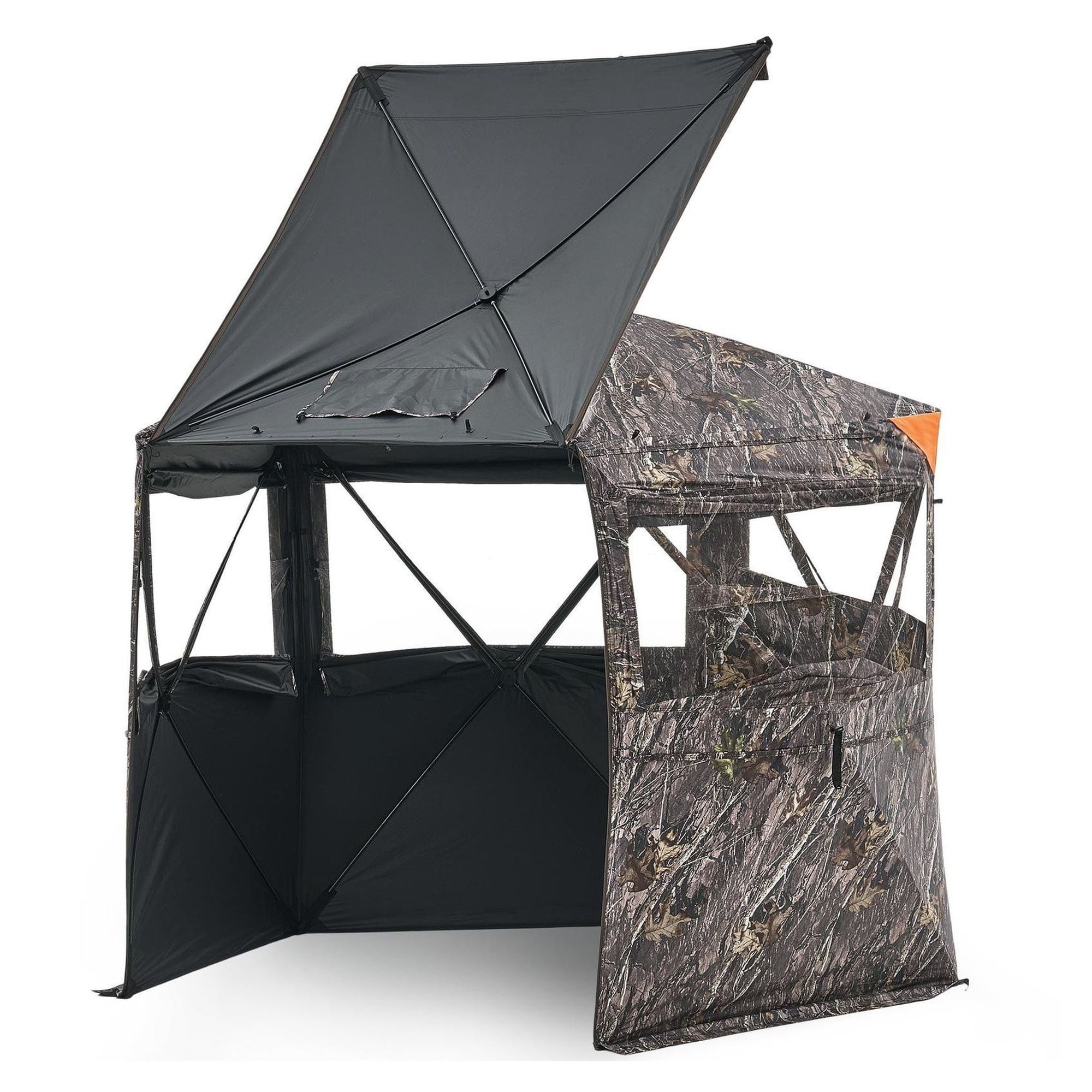 Hunting Blind 6-7 Person Portable Camouflage Tent Ground Blind with Silent Zipper Reinforced Durable Shelter for Deer Turkey Hunting