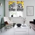 thumbnail image 5 of 2 Panels Kitchen Tier Curtains 39 Inch Length, Black White Farmhouse Grommets Window Treatment Curtain, Cute Farm Animal Sunflowers Thermal Curtains Drapes for Living Room/Bathroom, 5 of 9