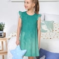thumbnail image 4 of Balery Teal Turquoise1 Camisón de princesa para niñas, pijama de algodón con mangas abullonadas, suave y bonito.-Small, 4 of 6